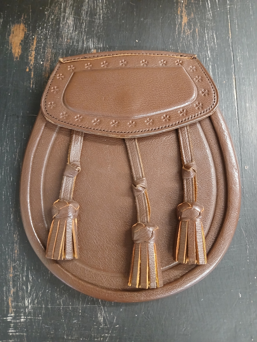 Authentic Vintage Classic Brown Leather Sporran Tassel Bag